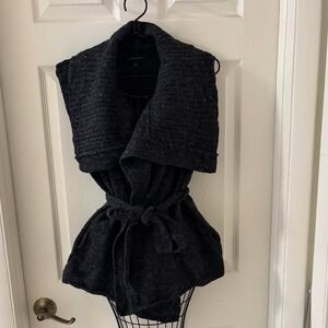 Banana Republic Belted Sweater Vest Women's Medium Wool Blend Open Front